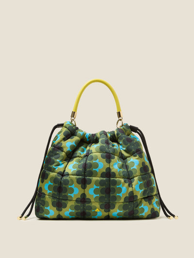 Orla Kiely Cirrus drawstring handbag in Cosmos Green at Collagerie