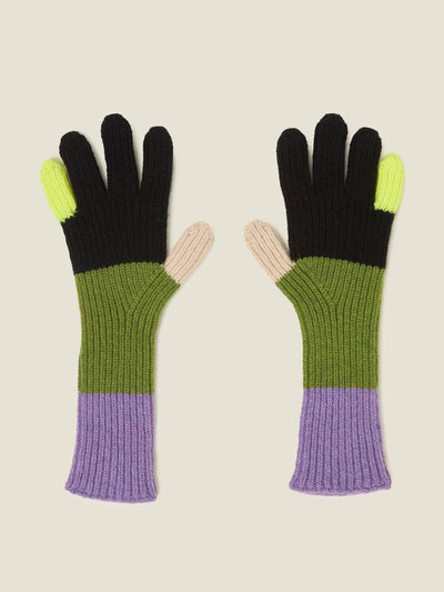 Orla Kiely Colour block gloves in Neon Yellow at Collagerie