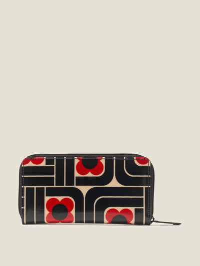 Orla Kiely Forget Me Not big wallet In Woodblock Ink at Collagerie