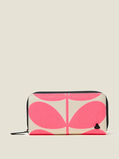Orla Kiely Forget Me Not wallet in Solid Stem Neon Pink at Collagerie