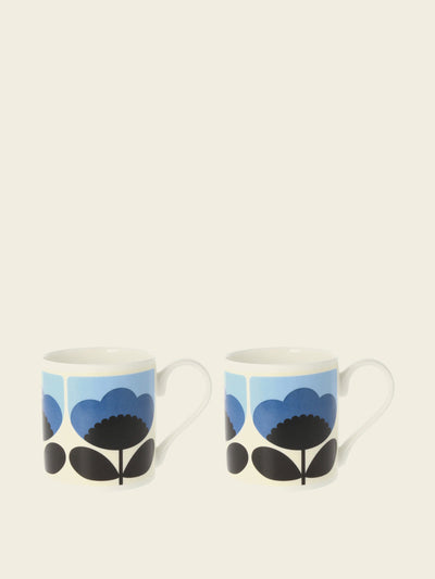 Orla Kiely Spring bloom blue seconds mugs (set of 2) at Collagerie