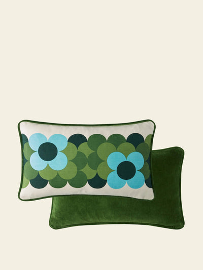 Orla Kiely Retro Flower Stripe cushion in Riviera at Collagerie