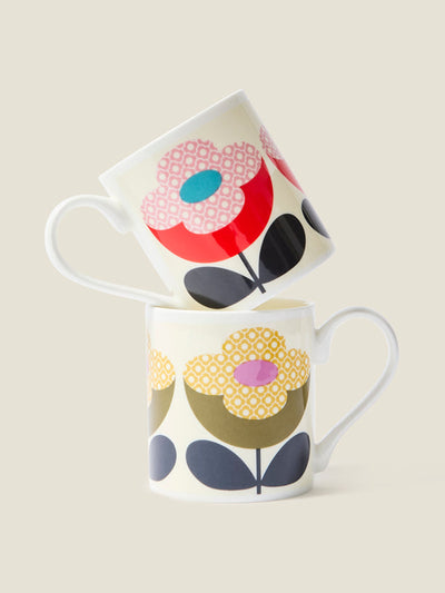 Orla Kiely Standard mugs in buttercup stem (set of 2) at Collagerie