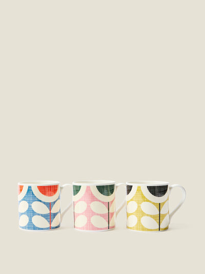 Orla Kiely Standard mugs in scribble sunflower (set of 3) at Collagerie