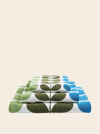 Orla Kiely Trio stem towels in Riviera at Collagerie