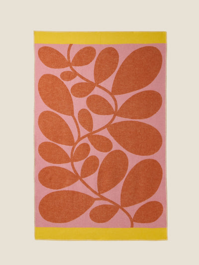 Orla Kiely Wool blanket in Sycamore Paprika & Pink at Collagerie