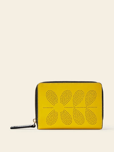 Orla Kiely Celia medium wallet in Daffodil Punched Flower at Collagerie