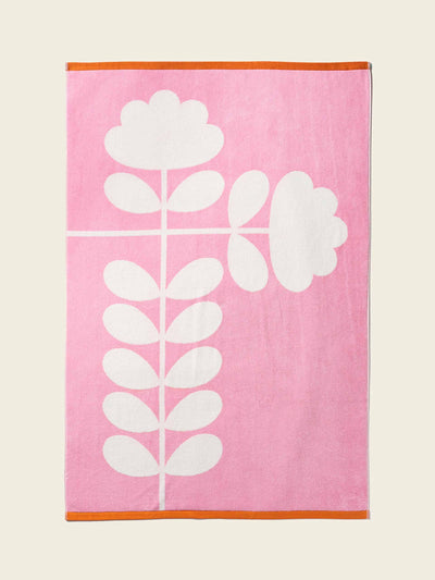 Orla Kiely Cut Stem towel in Pink at Collagerie