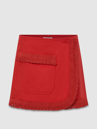 Oroton Fringe detail wrap mini skirt at Collagerie