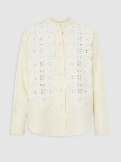 Oroton LS broderie trim shirt at Collagerie