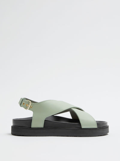 & Other Stories Green crisscross leather sandals at Collagerie