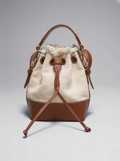 & Other Stories Leather-trimmed canvas bucket bag at Collagerie