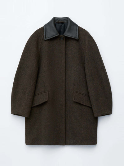& Other Stories Oversized leather-collar wool coat at Collagerie