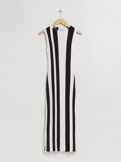 & Other Stories Black and white striped ribbed midi dress at Collagerie