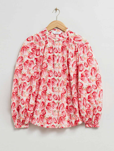 & Other Stories Red tulip-print loose-fit cotton blouse at Collagerie