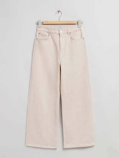 & Other Stories Wide cropped jeans in beige at Collagerie