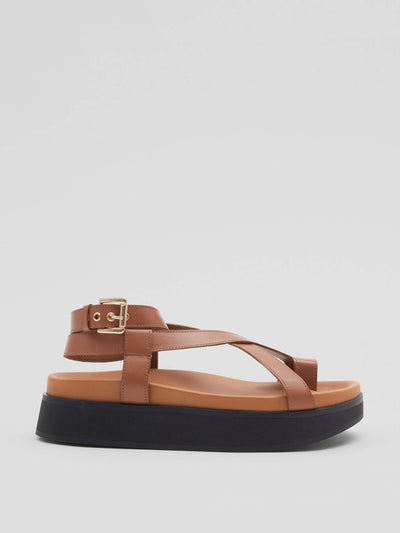 & Other Stories Cognac chunky leather sandals at Collagerie