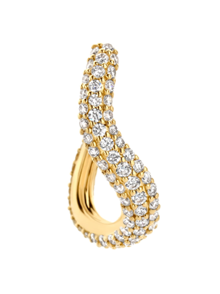 Wavy Pavé hoop Jewellery Kimai Yellow Gold Left  - Collagerie