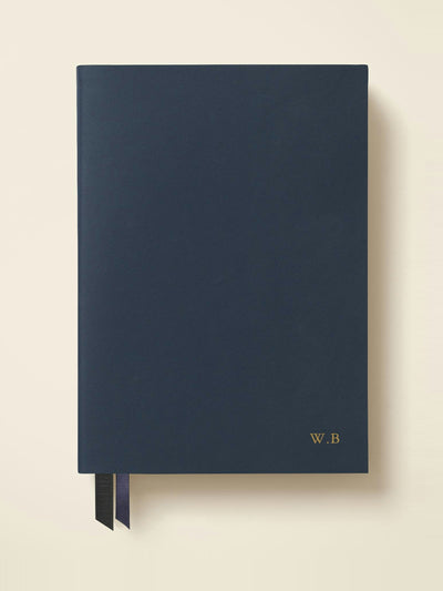 Papier Monogram navy leather notebook at Collagerie