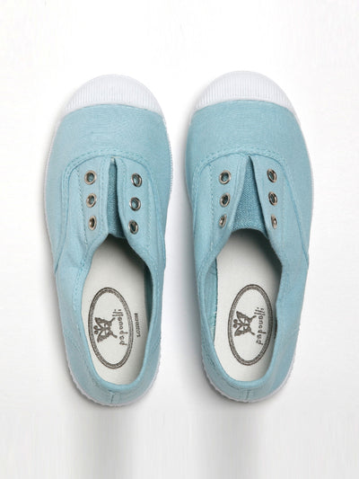 Papouelli Blue canvas slip-on trainers at Collagerie