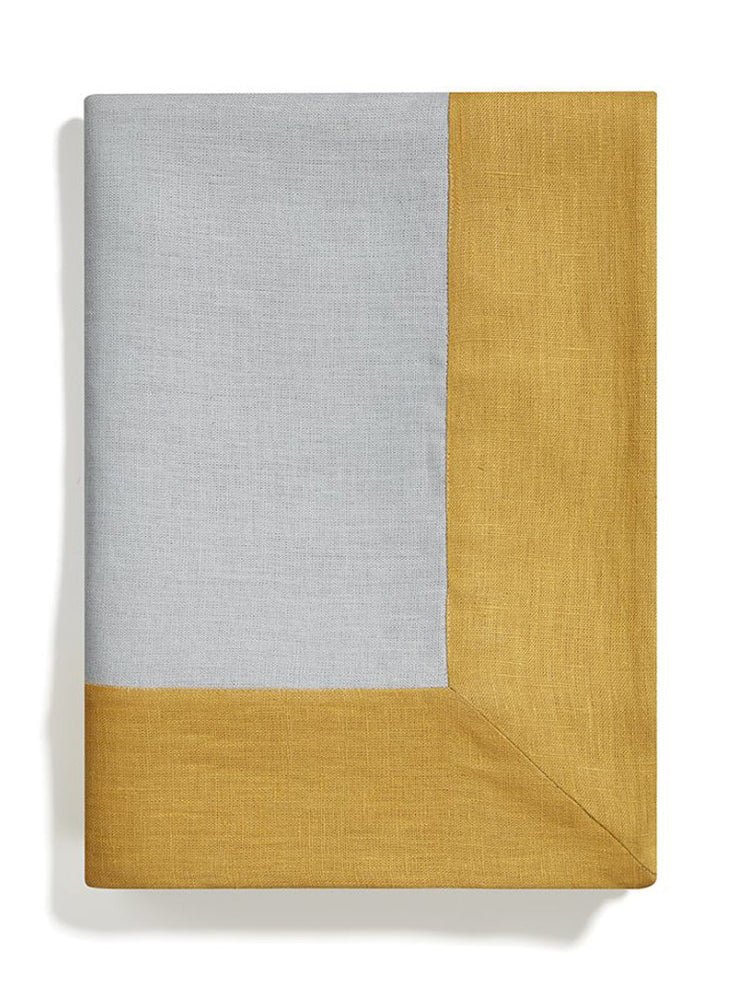 Parma grey and ochre Linen throw Bed Covers Volga Linen    - Collagerie