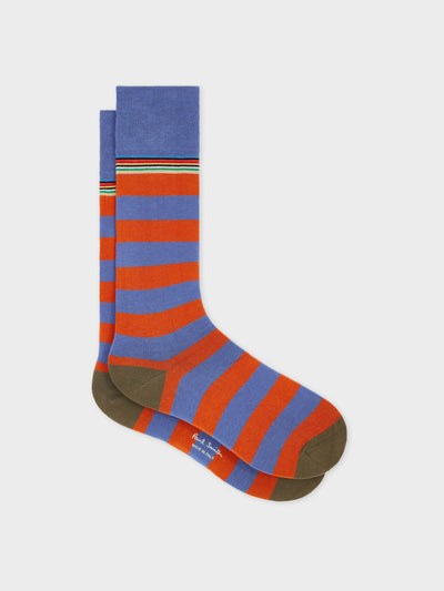 Paul Smith Orange block 'Signature Stripe' socks at Collagerie