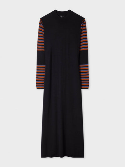 Paul Smith Women's navy stripe sleeve knitted dress at Collagerie