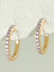 Yellow gold pavé diamond huggies Earrings Edge of Ember    - Collagerie