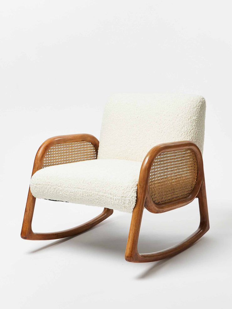 Loha boucle and rattan rocking chair Interiors Oliver Bonas - Collagerie