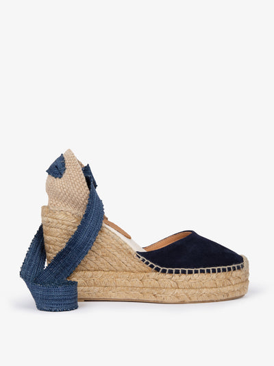 Penelope Chilvers High Gala Suede espadrilles in Navy at Collagerie