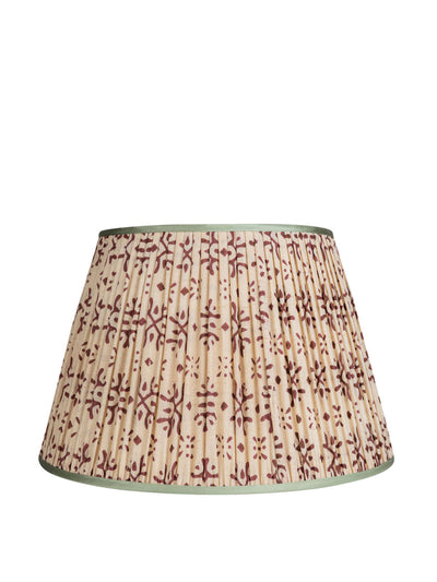 Penny Morrison Plum on cream pleated silk lampshade with mint trim at Collagerie