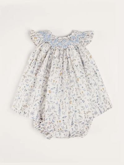 Pepa London Ellis sleeveless dress with bloomer and bows in blue at Collagerie