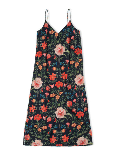 Desmond & Dempsey Slip nightie persephone floral print black at Collagerie