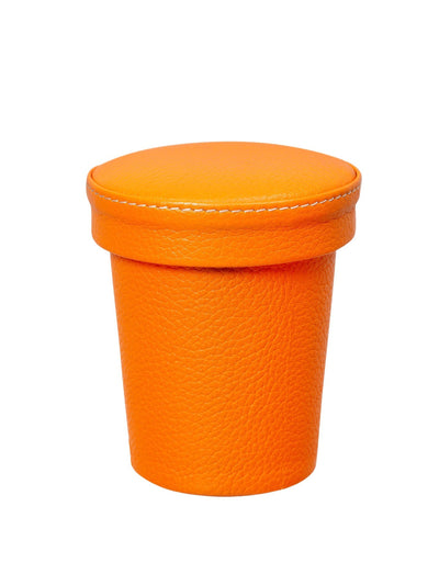 Noble Macmillan Chelsea leather dice cup in tangerine at Collagerie