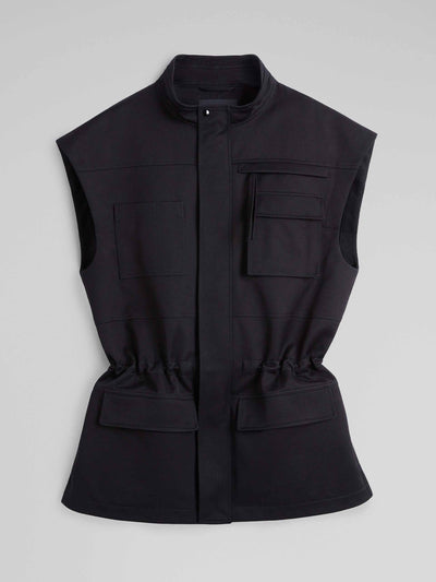 Phoebe Philo Utility dropped waist vest in black cotton at Collagerie