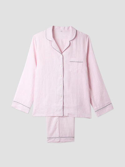 Piglet In Bed Blush pink linen pyjama trouser set at Collagerie