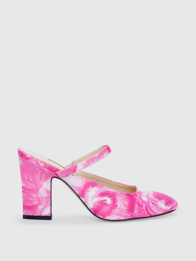 Emilia Wickstead Pink textural moire Alba heel at Collagerie