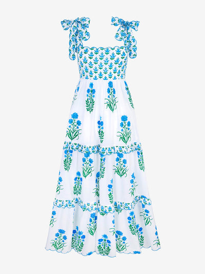 Pink City Prints Aqua botanical athens dress at Collagerie