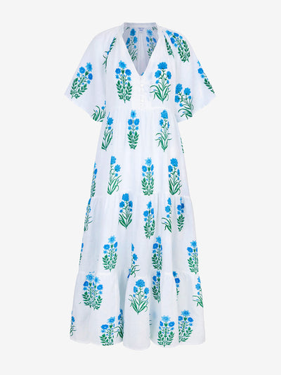 Pink City Prints Aqua botanical manila dress at Collagerie