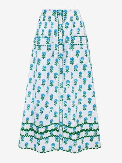 Pink City Prints Aqua marigold hattie skirt at Collagerie