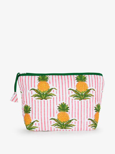 Pink City Prints Candy pineapple makeup pouch at Collagerie