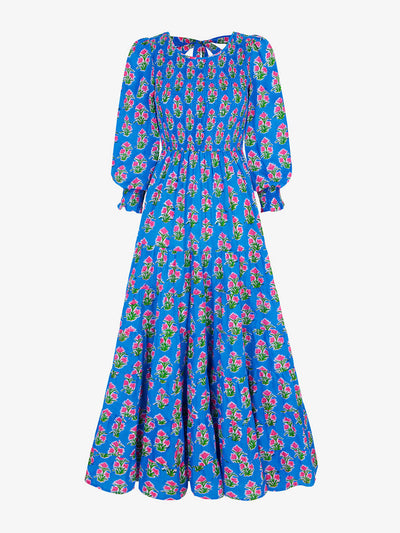 Pink City Prints Cobalt tulip abigail dress at Collagerie