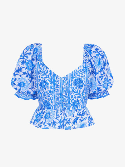 Pink City Prints Cornflower mix agnes blouse at Collagerie