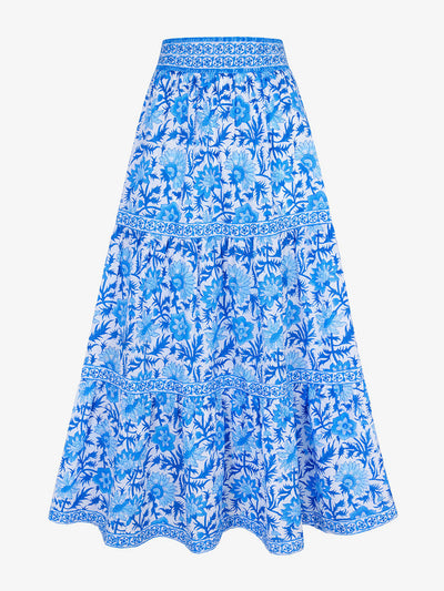 Pink City Prints Cornflower rose lucia skirt at Collagerie