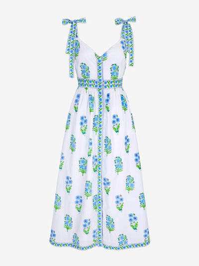 Pink City Prints Cyan magnolia Maree dress at Collagerie