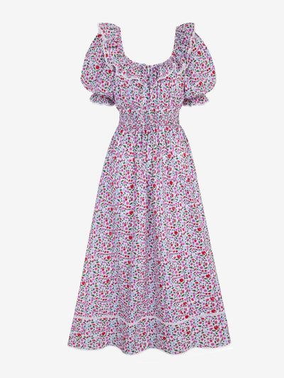 Pink City Prints Ditsy strawberry Sweetheart rah rah dress at Collagerie