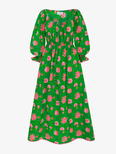 Pink City Prints Emerald jungle Hampi dress at Collagerie