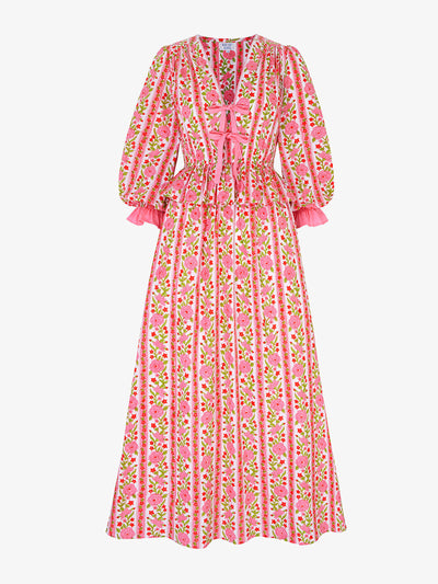 Pink City Prints Festive border Melanie dress at Collagerie