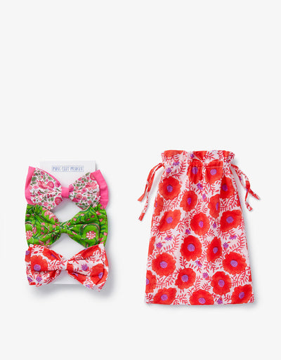 Pink City Prints Poppy mix bow set at Collagerie