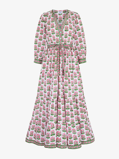 Pink City Prints Hollyhock bouquet maria dress at Collagerie